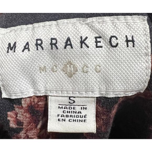 Marrakech Anthropologie Jacket Walsh Hydrangea Black Pink Cotton Full Zip Sz S - Picture 9 of 10